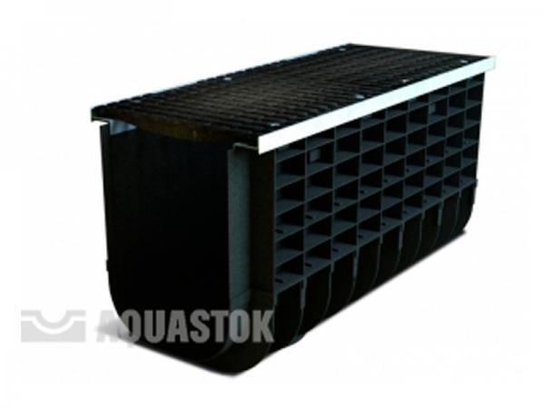 Лоток водоотводный пластиковый ЛВП PROFI DN300 в комплекте с решеткой DN300 C250 "Косичка"